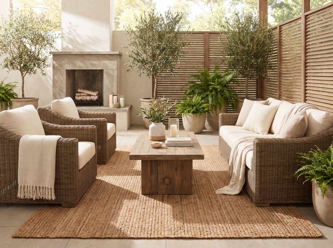 Tapis d'extérieur résistant sur une terrasse