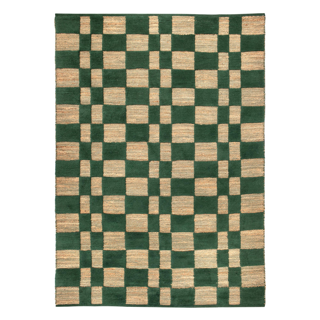 Tapis salon Simiane abysse en jute, vue de dessus sur fond blanc