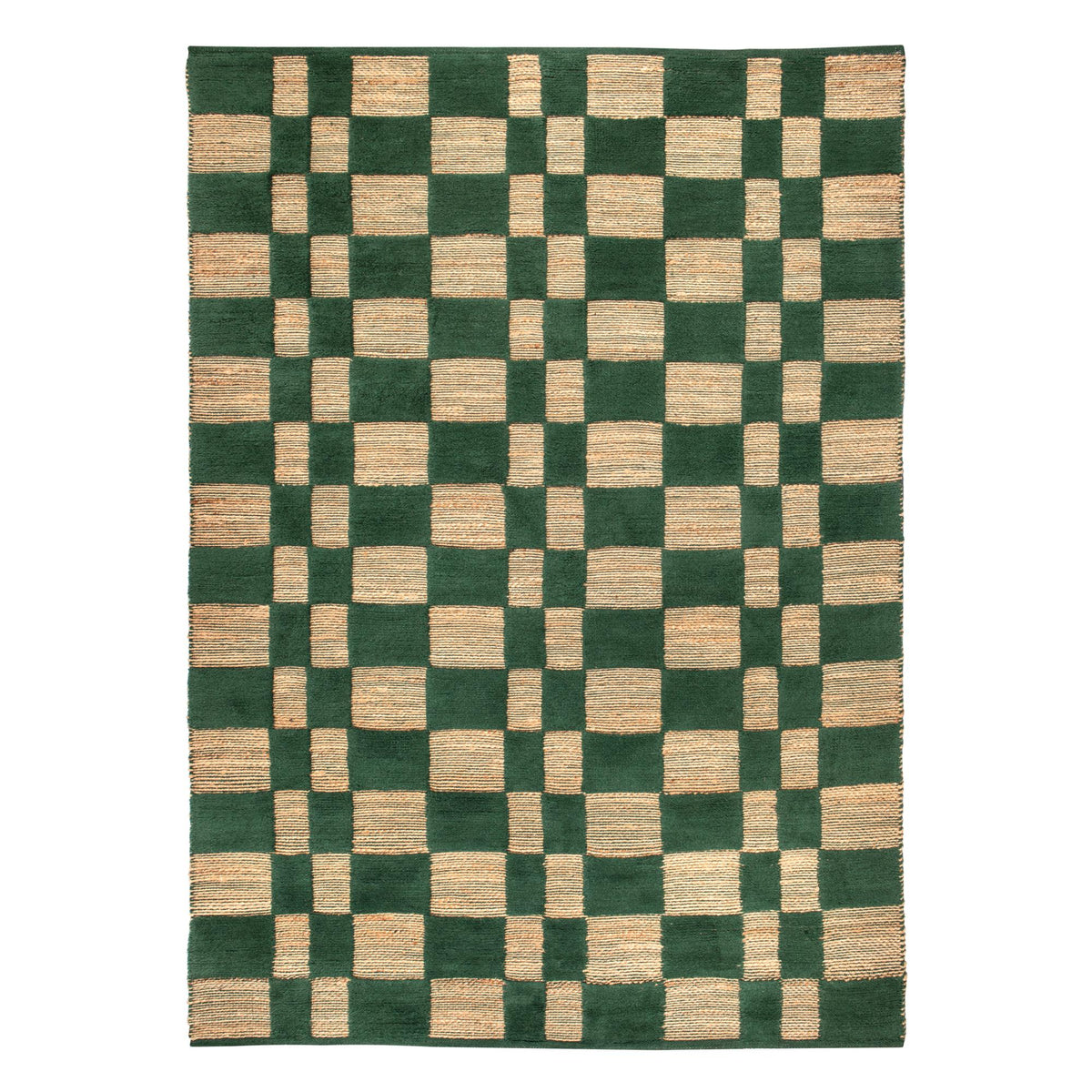 Tapis salon Simiane abysse en jute, vue de dessus sur fond blanc