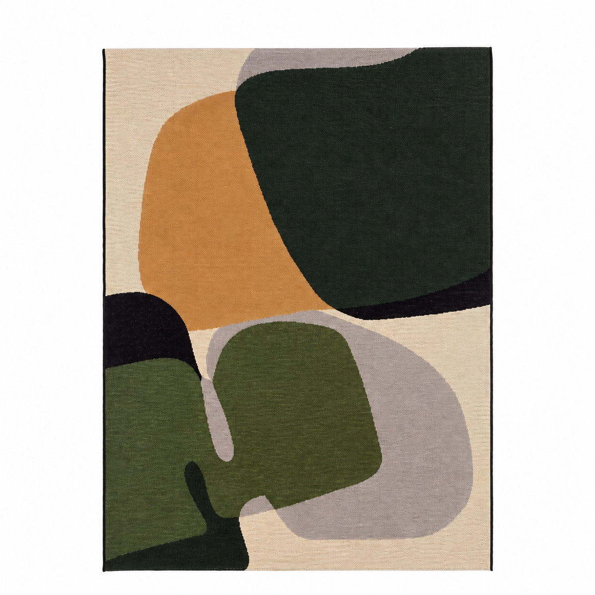 Tapis extérieur Bormes multicolore en polypropylène, vue de dessus sur fond blanc