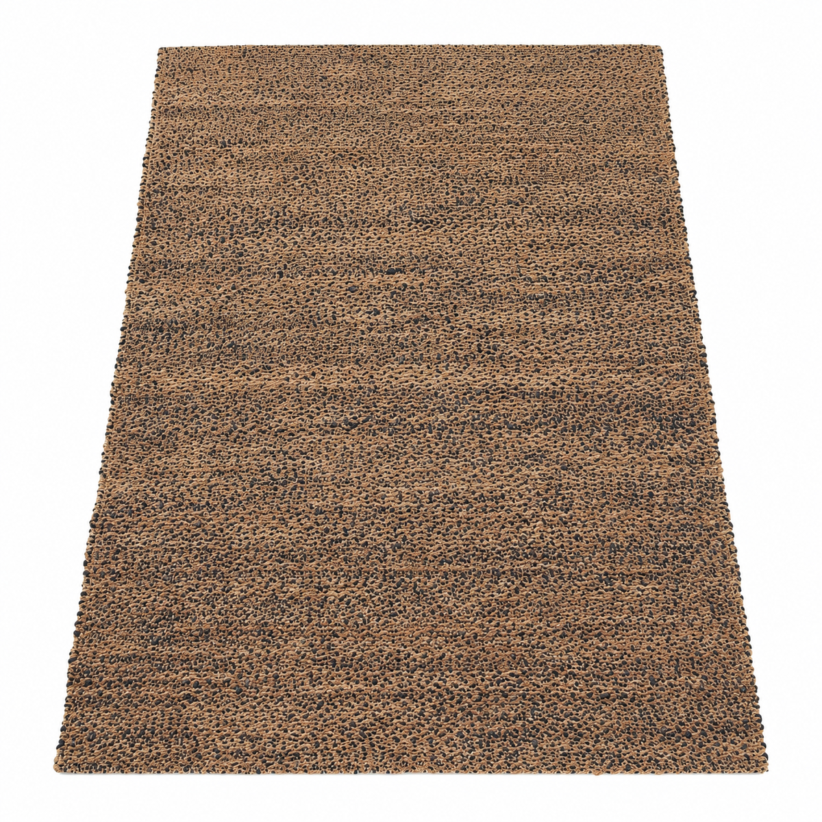 Tapis salon Carnac carbone en jute, vue de dessus sur fond blanc