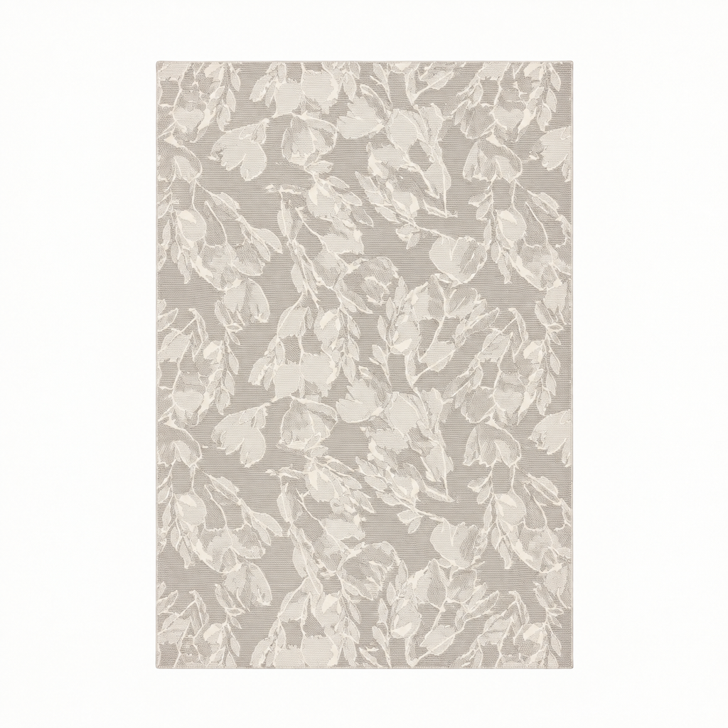 Tapis salon Kaysersberg perle en polypropylène, vue de dessus sur fond blanc