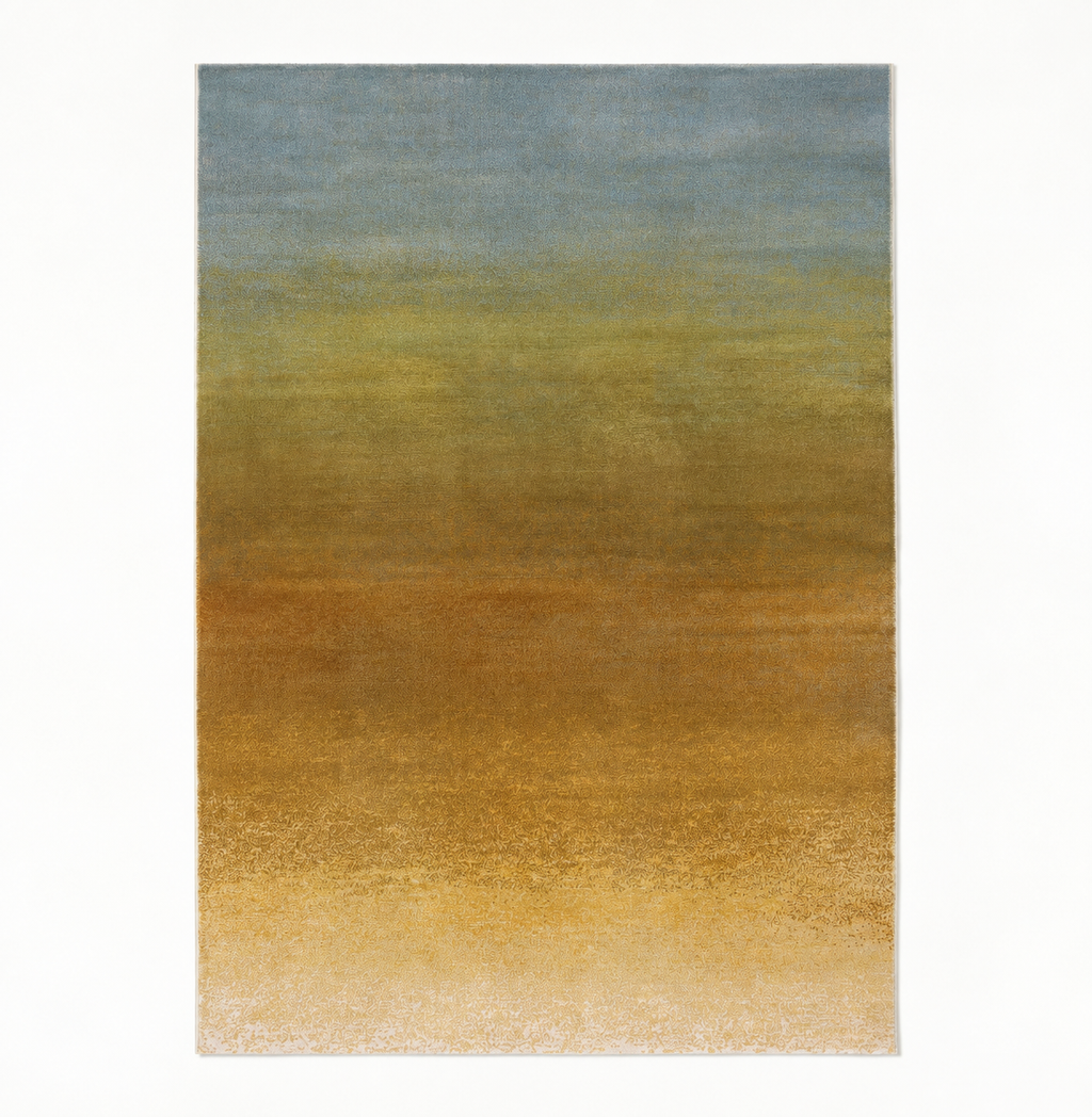 Tapis salon Sare thym en polyester, vue de dessus sur fond blanc