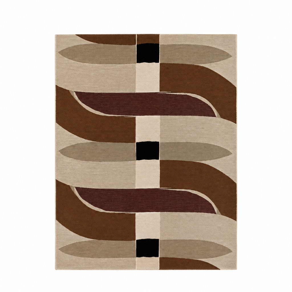 Tapis extérieur Giens naturel en polypropylène, vue de dessus sur fond blanc