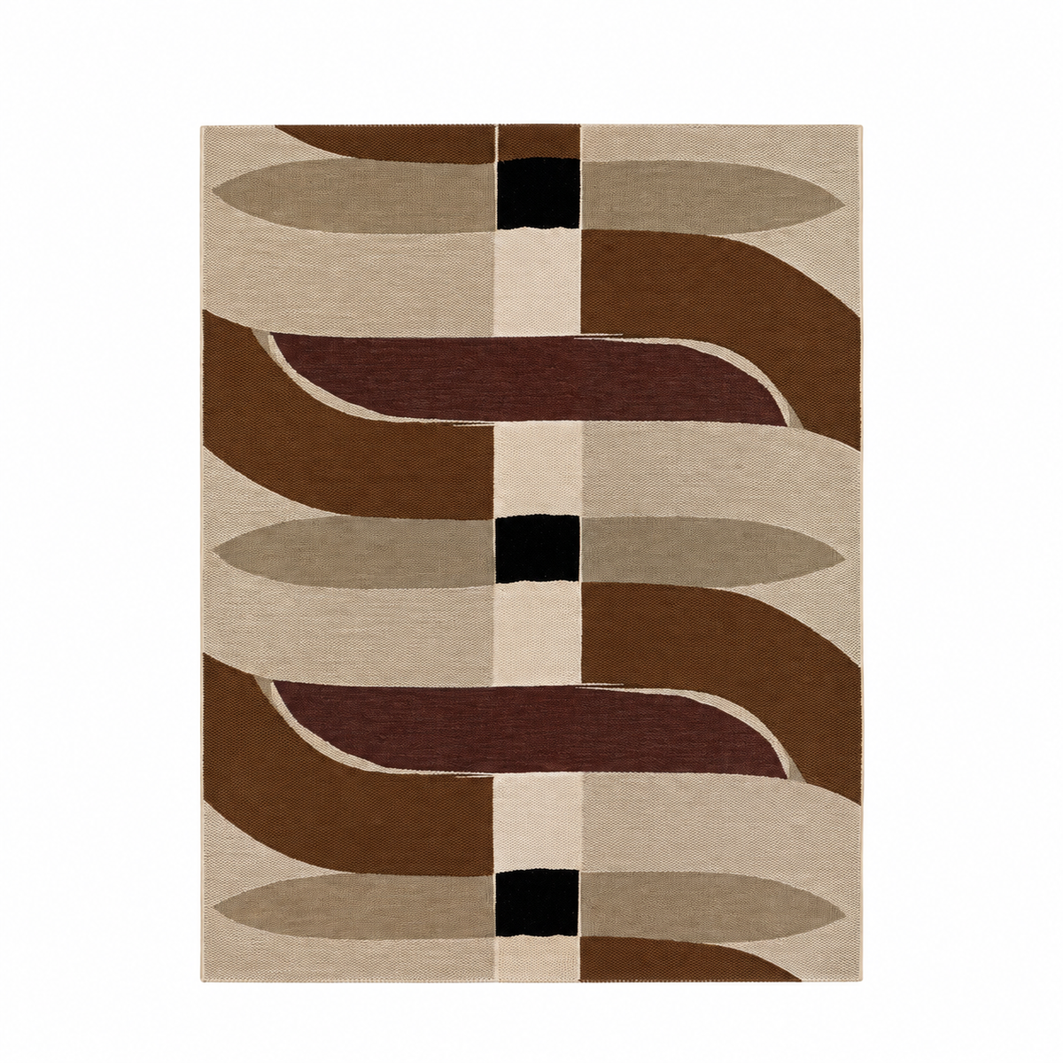 Tapis extérieur Giens naturel en polypropylène, vue de dessus sur fond blanc
