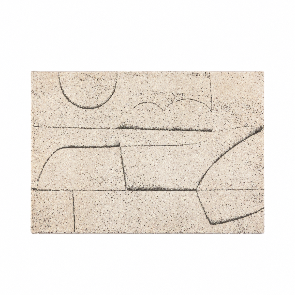 Tapis salon Amboise naturel en polyester recyclé, vue de dessus sur fond blanc