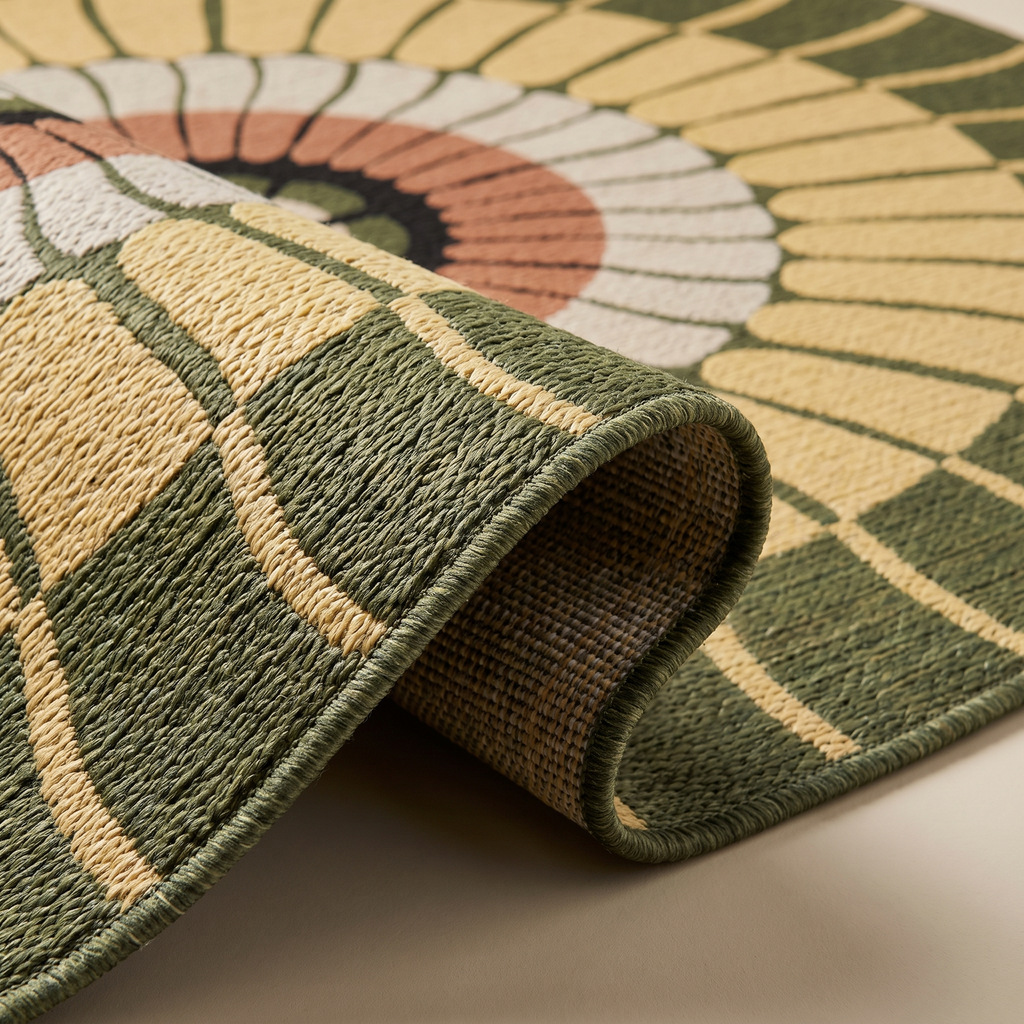 Angle et pli du tapis Ramatuelle Cèdre - détail du tissage