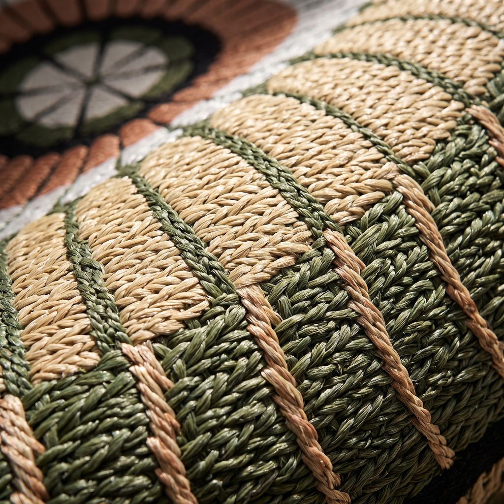 Zoom qualité du tissage du tapis Ramatuelle Cèdre