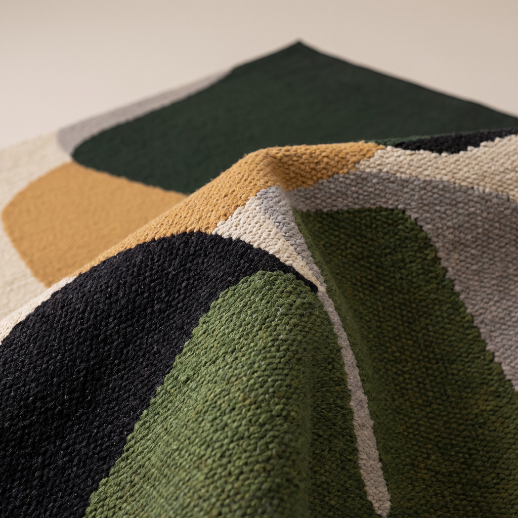 Angle et pli du tapis Bormes Multico - détail du tissage
