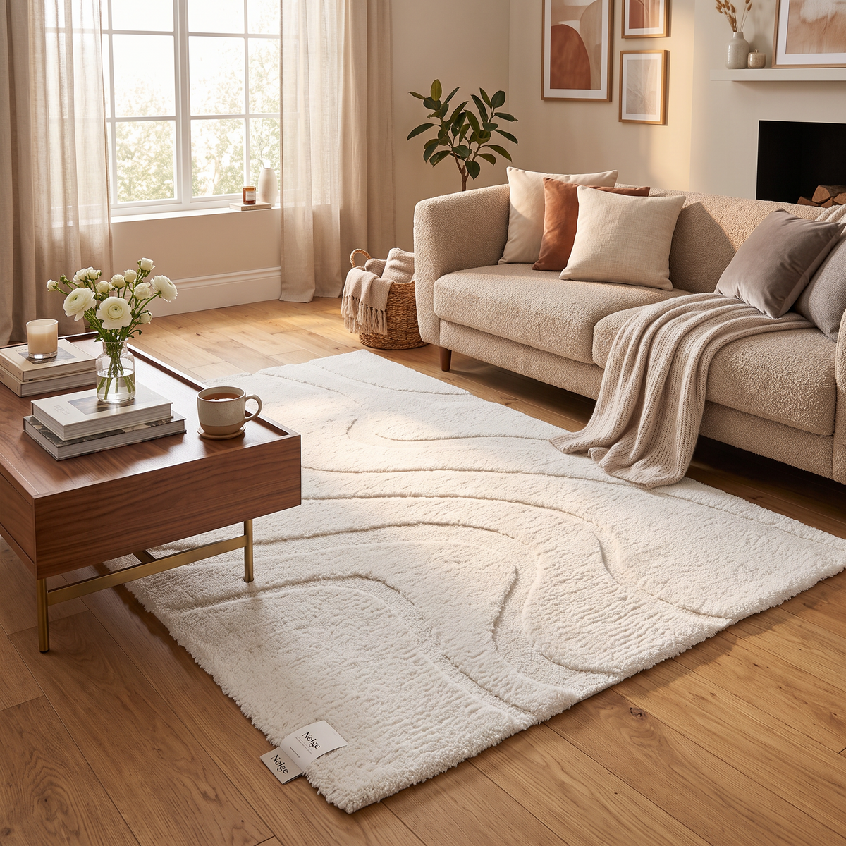 Tapis Uzès dans un salon moderne