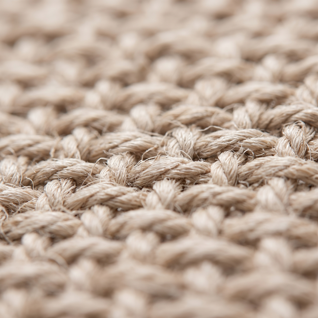 Zoom qualité du tissage du tapis Moustiers Naturel