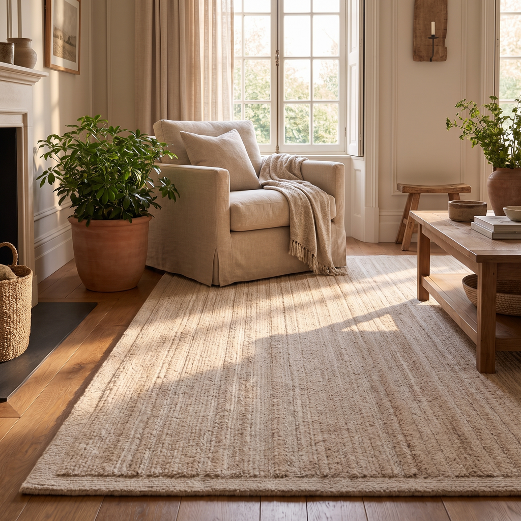 Tapis Moustiers Naturel - salon vue large