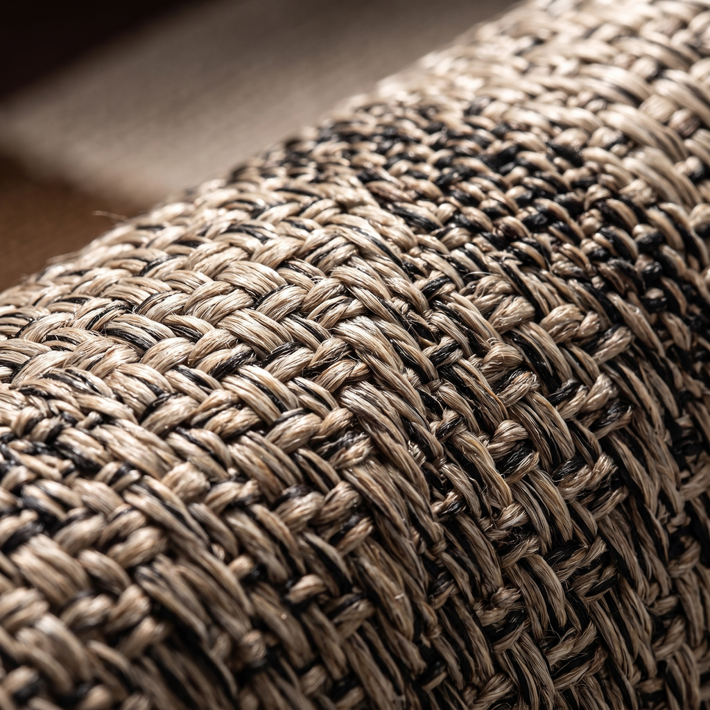 Zoom qualité du tissage du tapis Giens Naturel