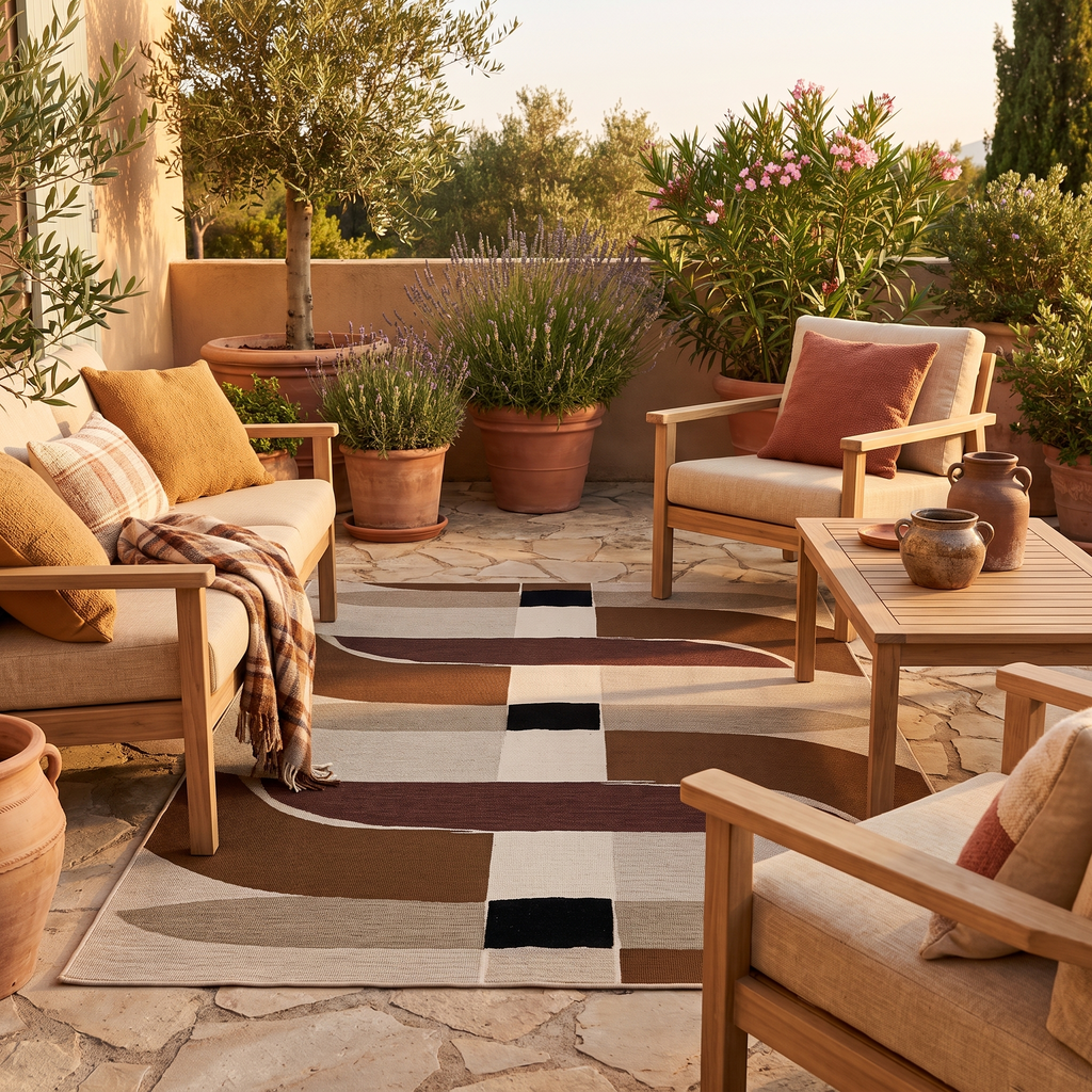 Tapis Giens Naturel sur une terrasse