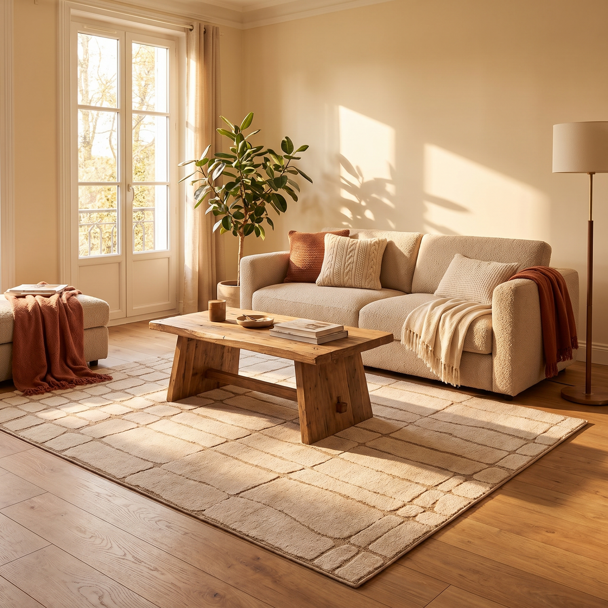 Tapis Eygalières dans un salon chaleureux