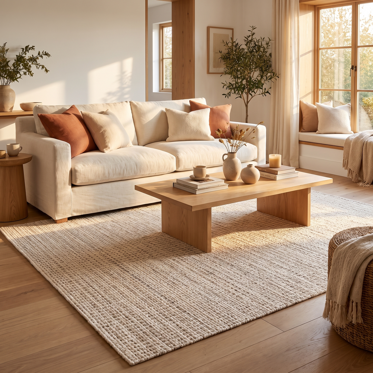Tapis Forcalquier dans un salon chaleureux