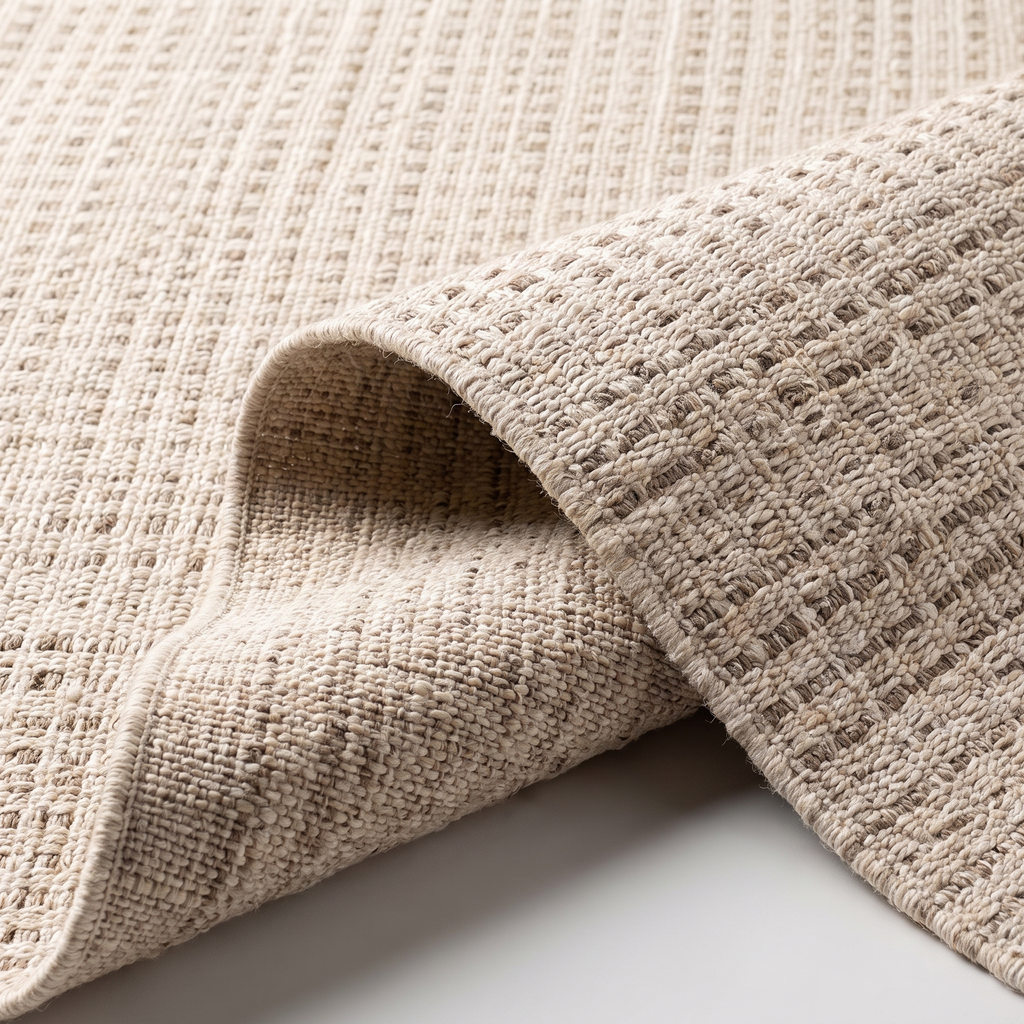 Angle et pli du tapis Forcalquier - détail du tissage