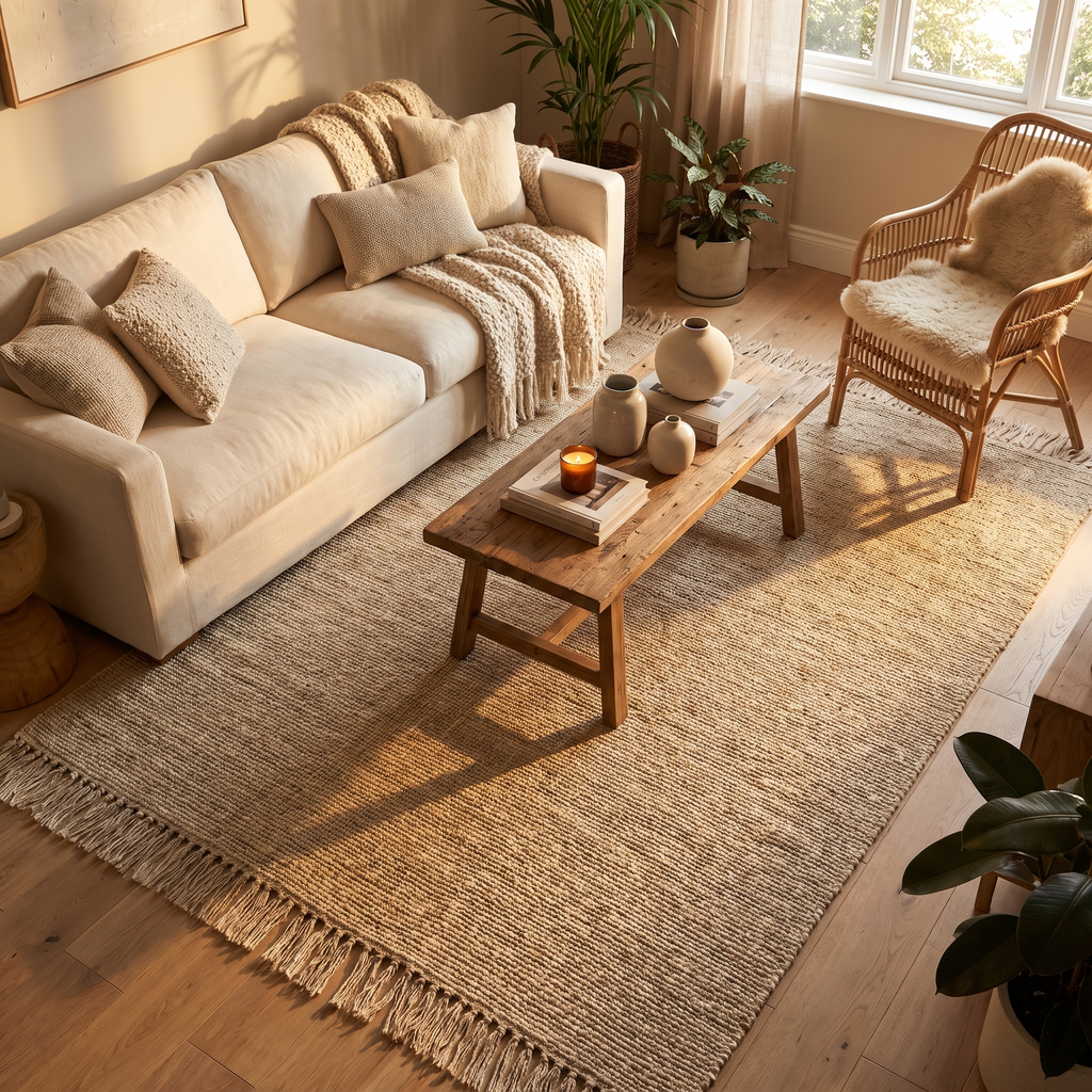 Tapis Banon Naturel - salon vue large