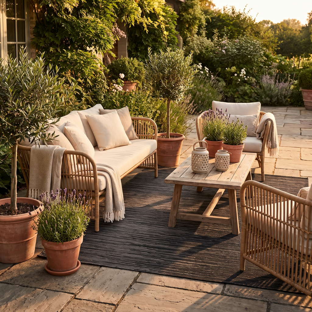 Tapis Gruissan Tonnerre sur une terrasse