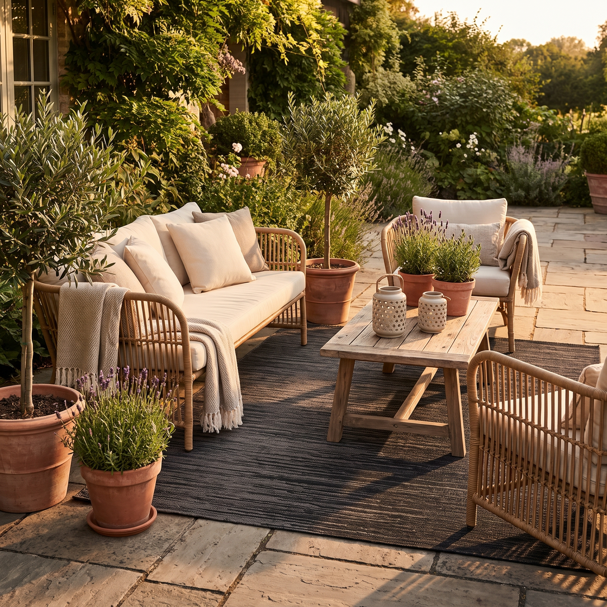 Tapis Gruissan Tonnerre sur une terrasse