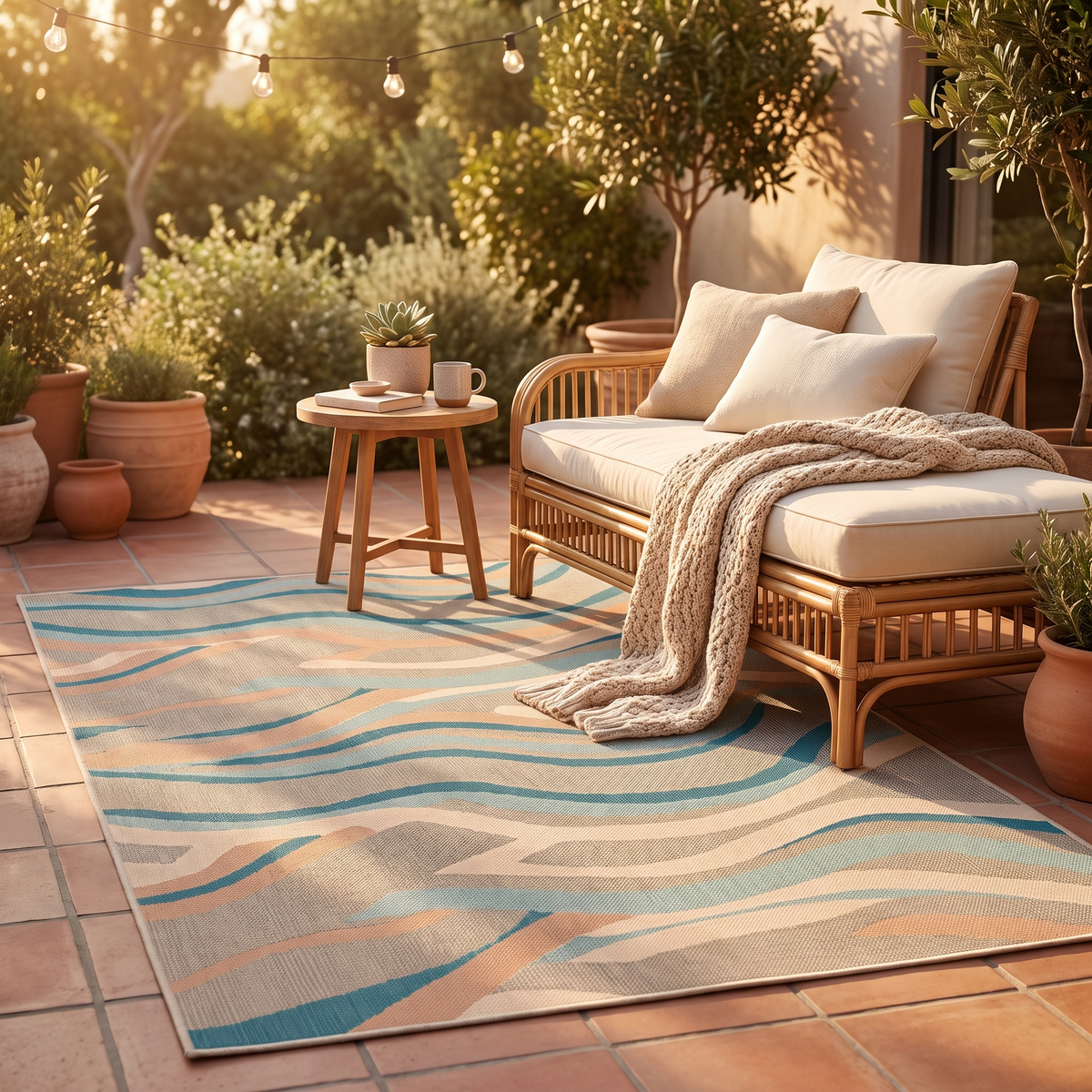 Tapis Biot Multico sur une terrasse