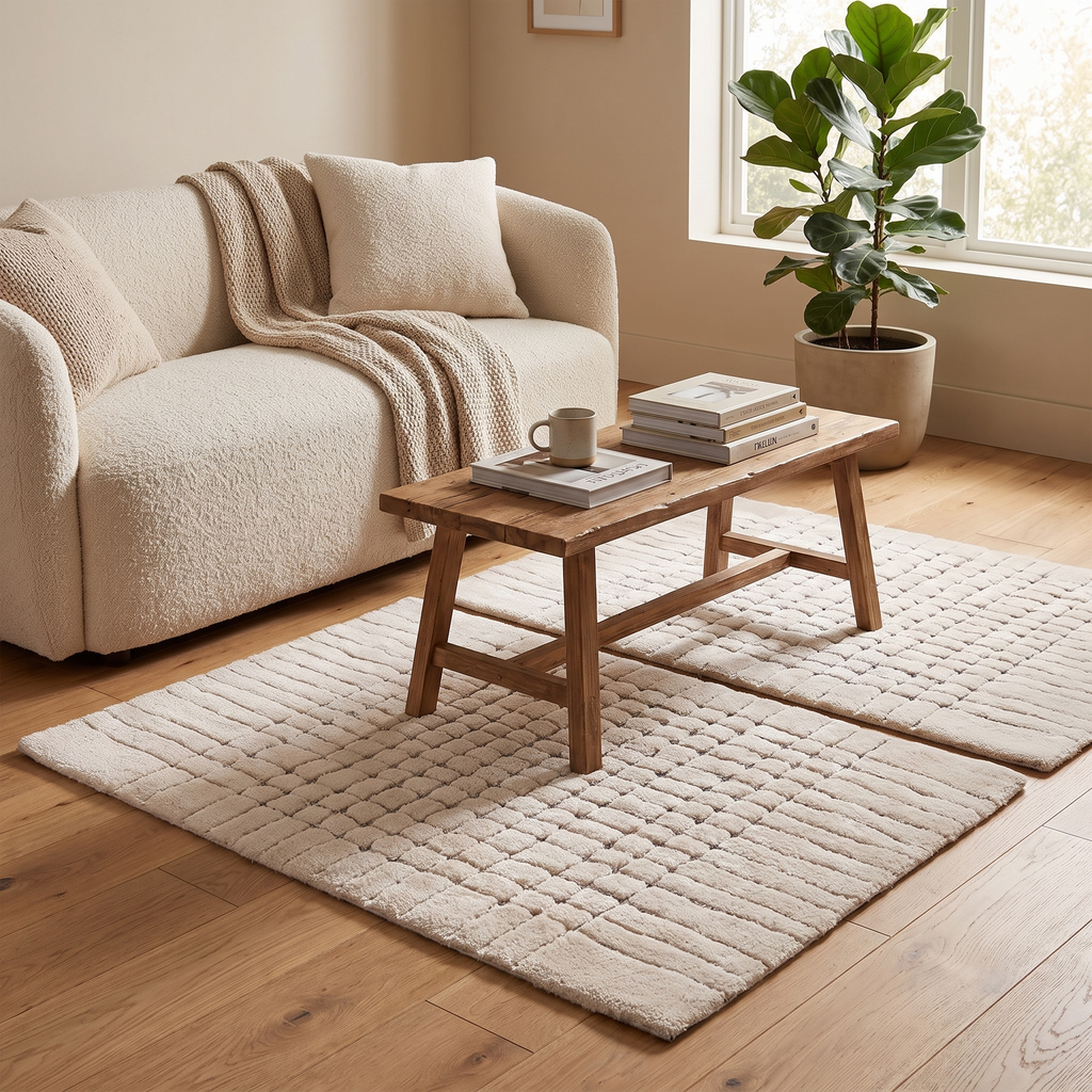 Tapis recyclé Sault Neige dans un salon moderne