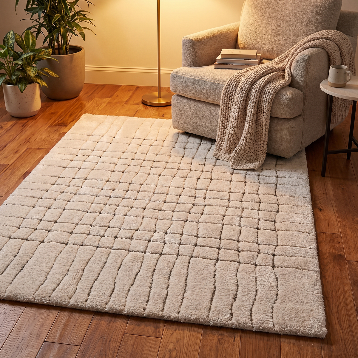 Tapis recyclé Sault Neige - salon vue large