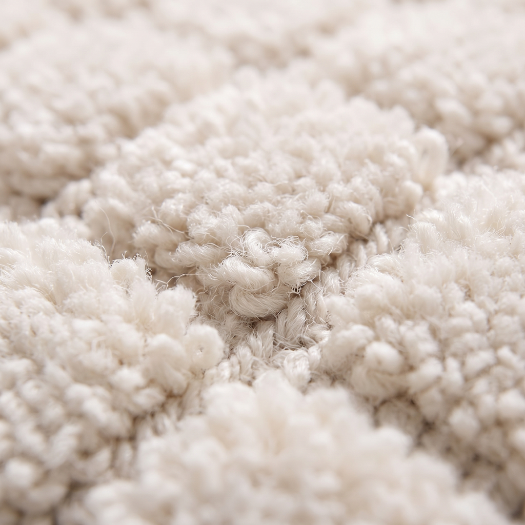 Zoom qualité du tissage du tapis recyclé Sault Neige