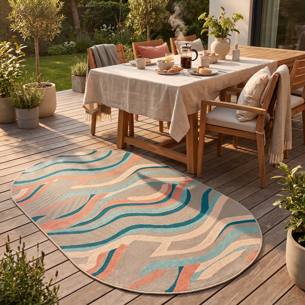 Tapis Biot ovale Multico - terrasse vue large
