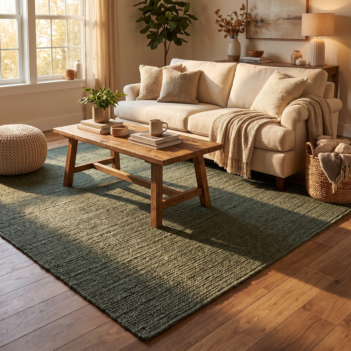 Tapis Dieulefit Thym dans un salon chaleureux