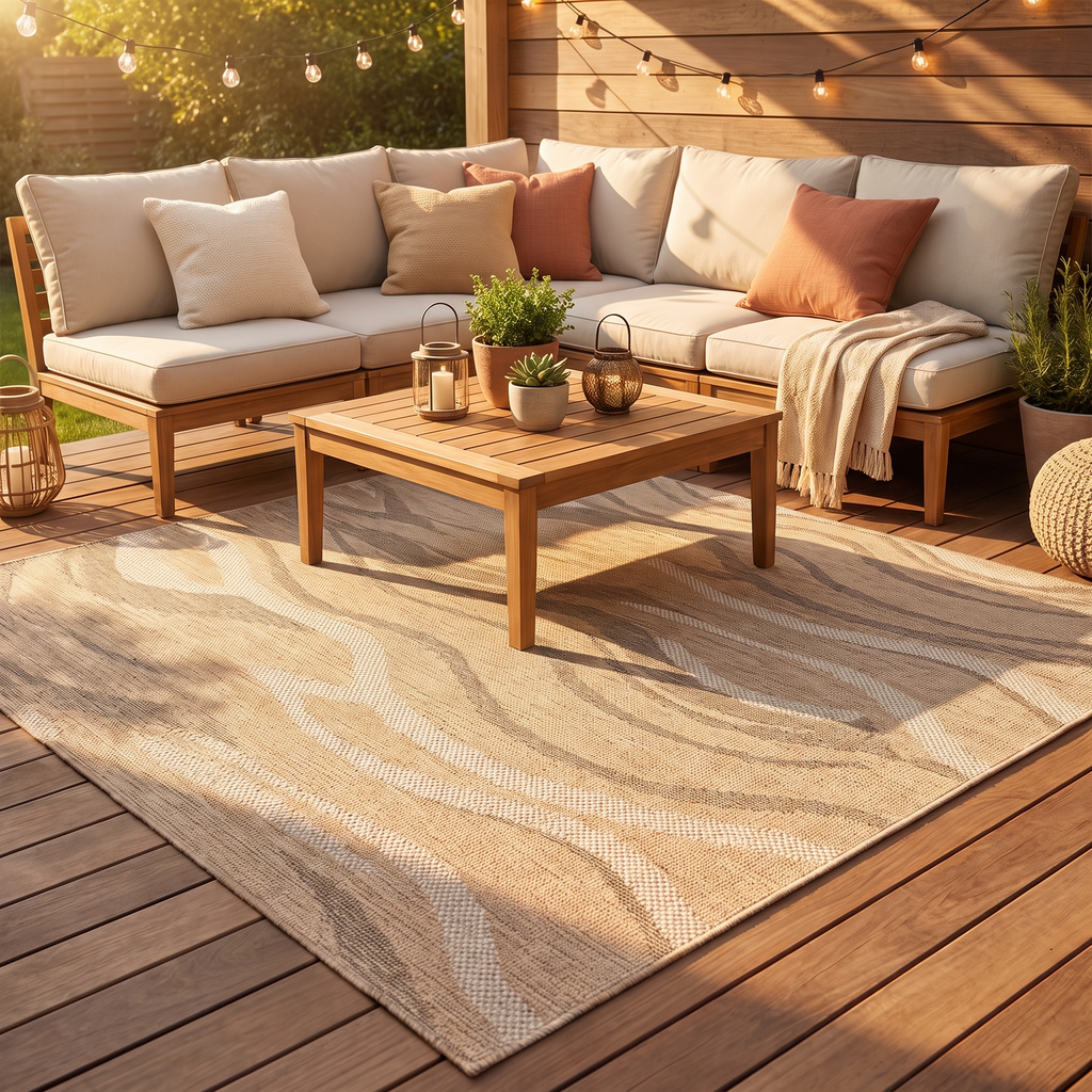 Tapis Hyères Naturel sur une terrasse