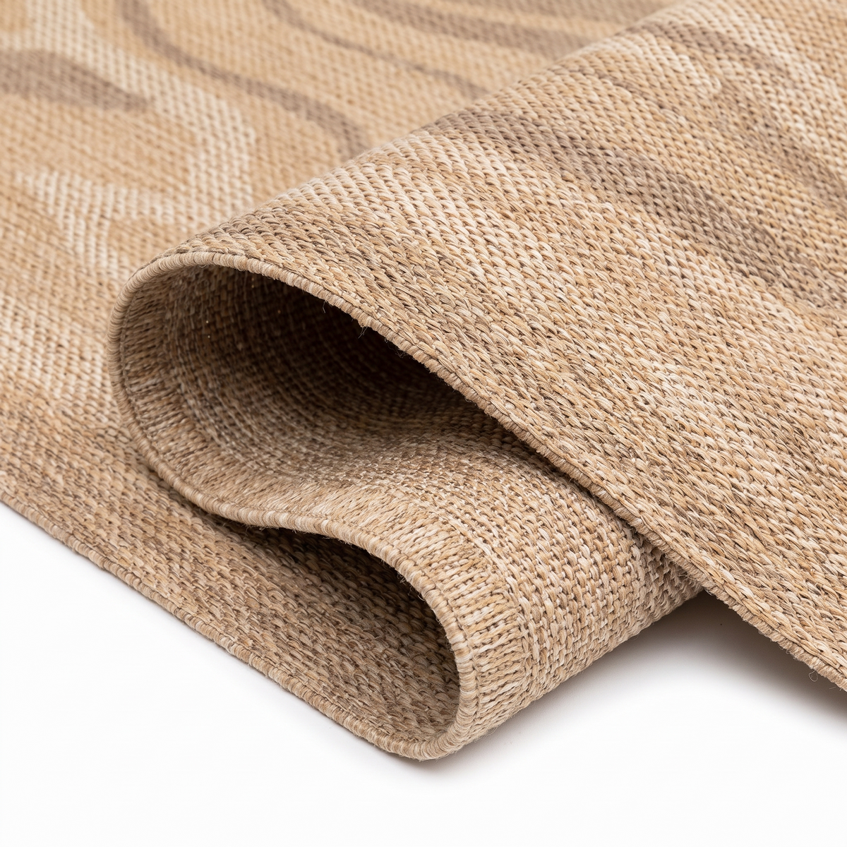 Angle et pli du tapis Hyères Naturel - détail du tissage