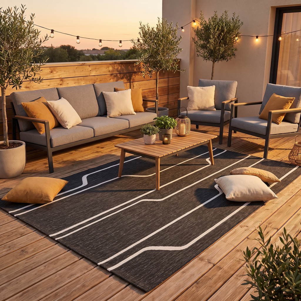 Tapis Lavezzi Tonnerre sur une terrasse