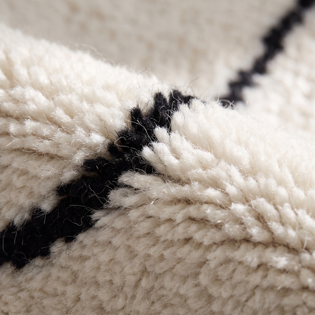 Zoom qualité du tissage du tapis Bauges Neige
