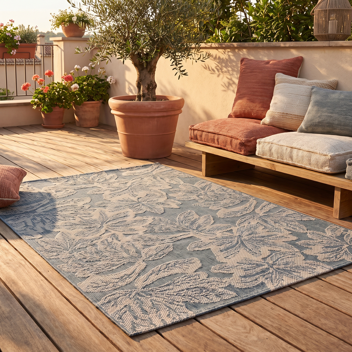 Tapis Sète Acier - terrasse vue large