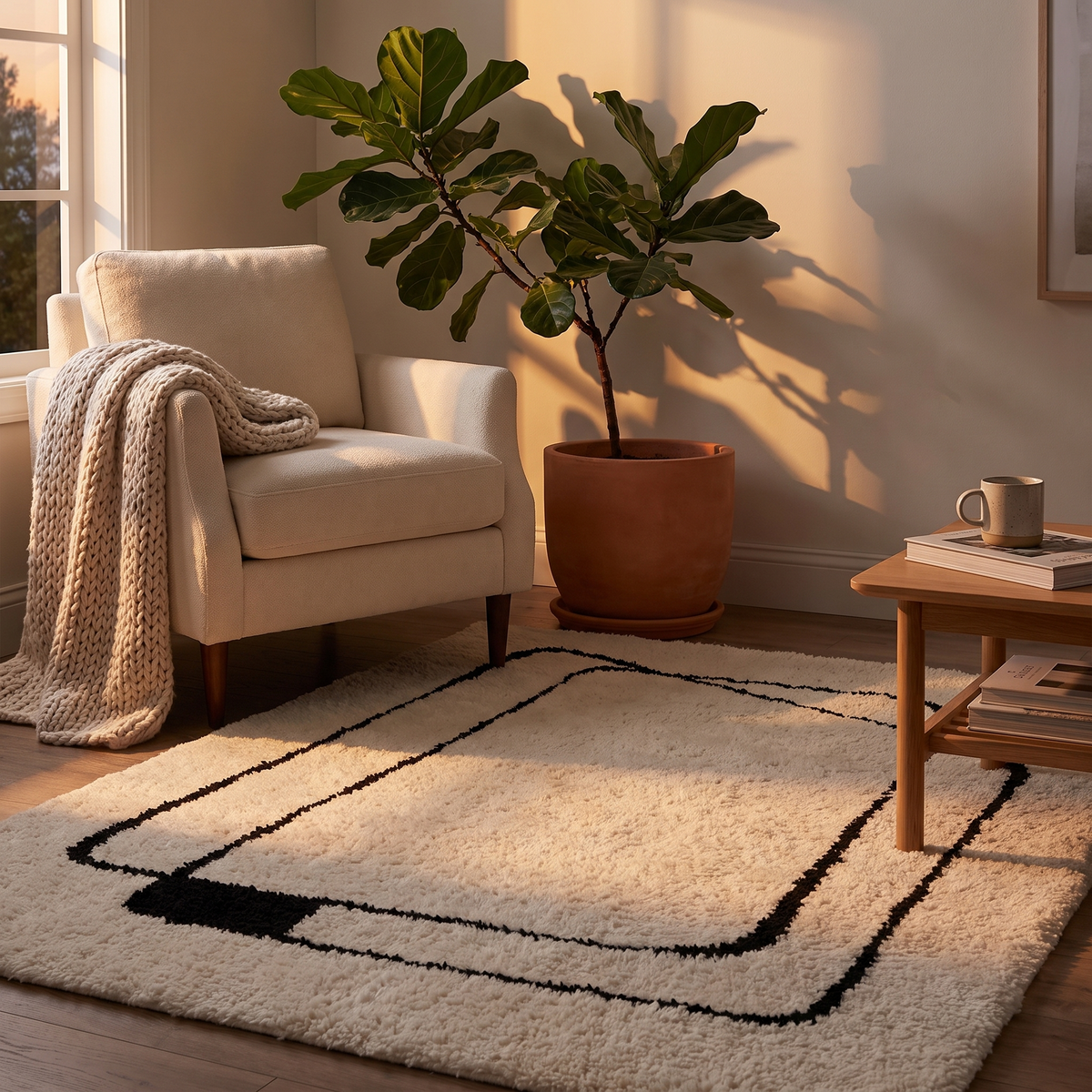 Tapis Bauges Neige - salon vue large