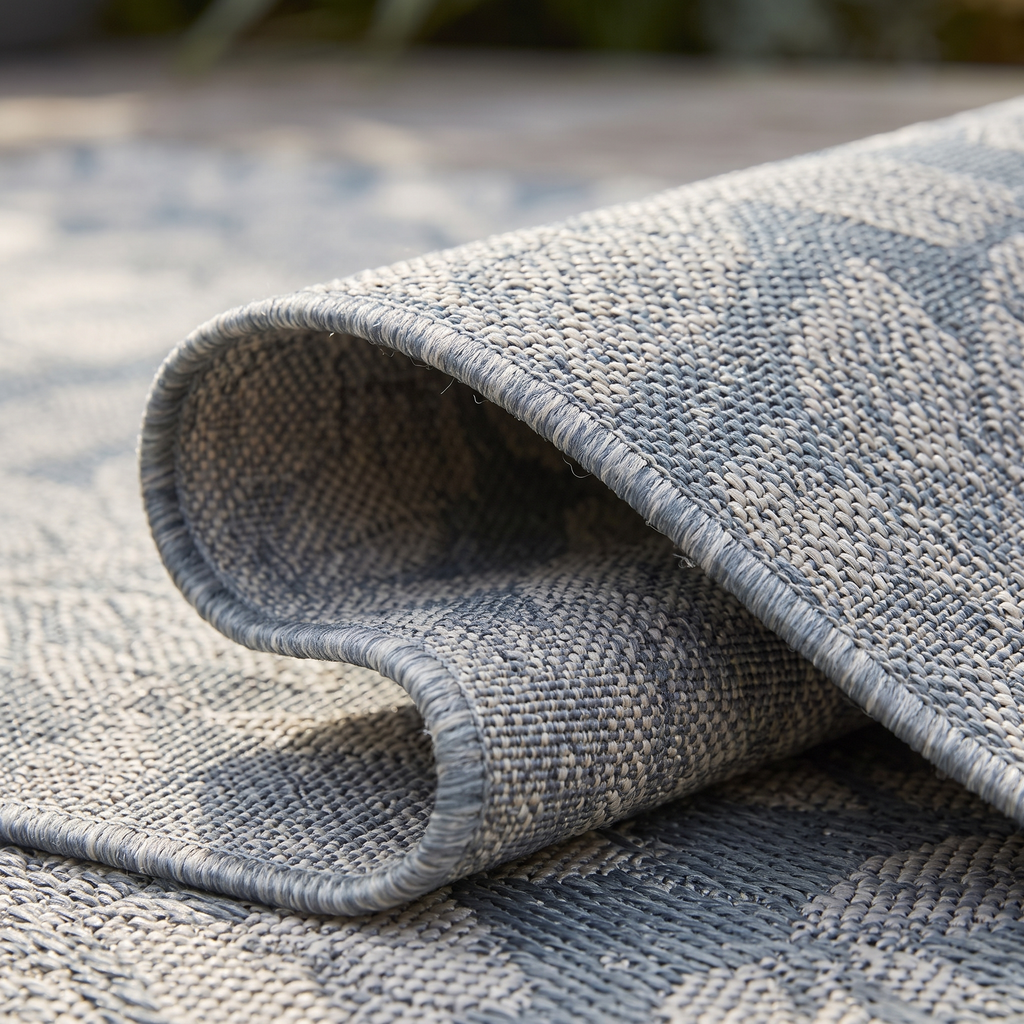 Angle et pli du tapis Sète Acier - détail du tissage