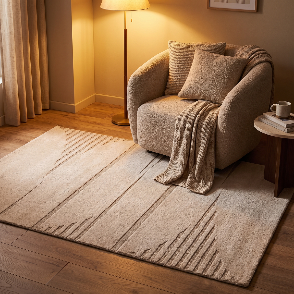 Tapis Aubrac Naturel - salon vue large