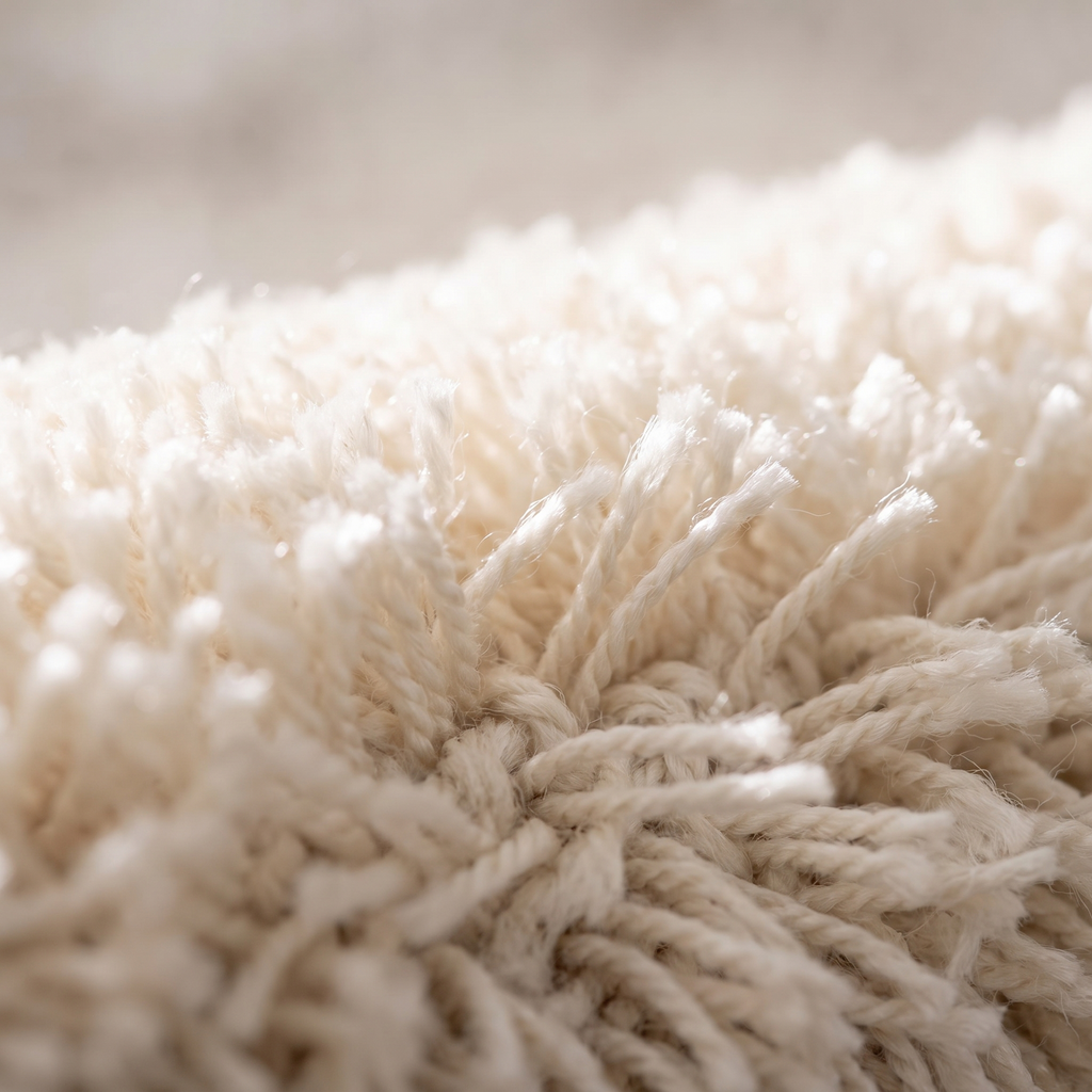 Zoom qualité du tissage du tapis Queyras Ivoire
