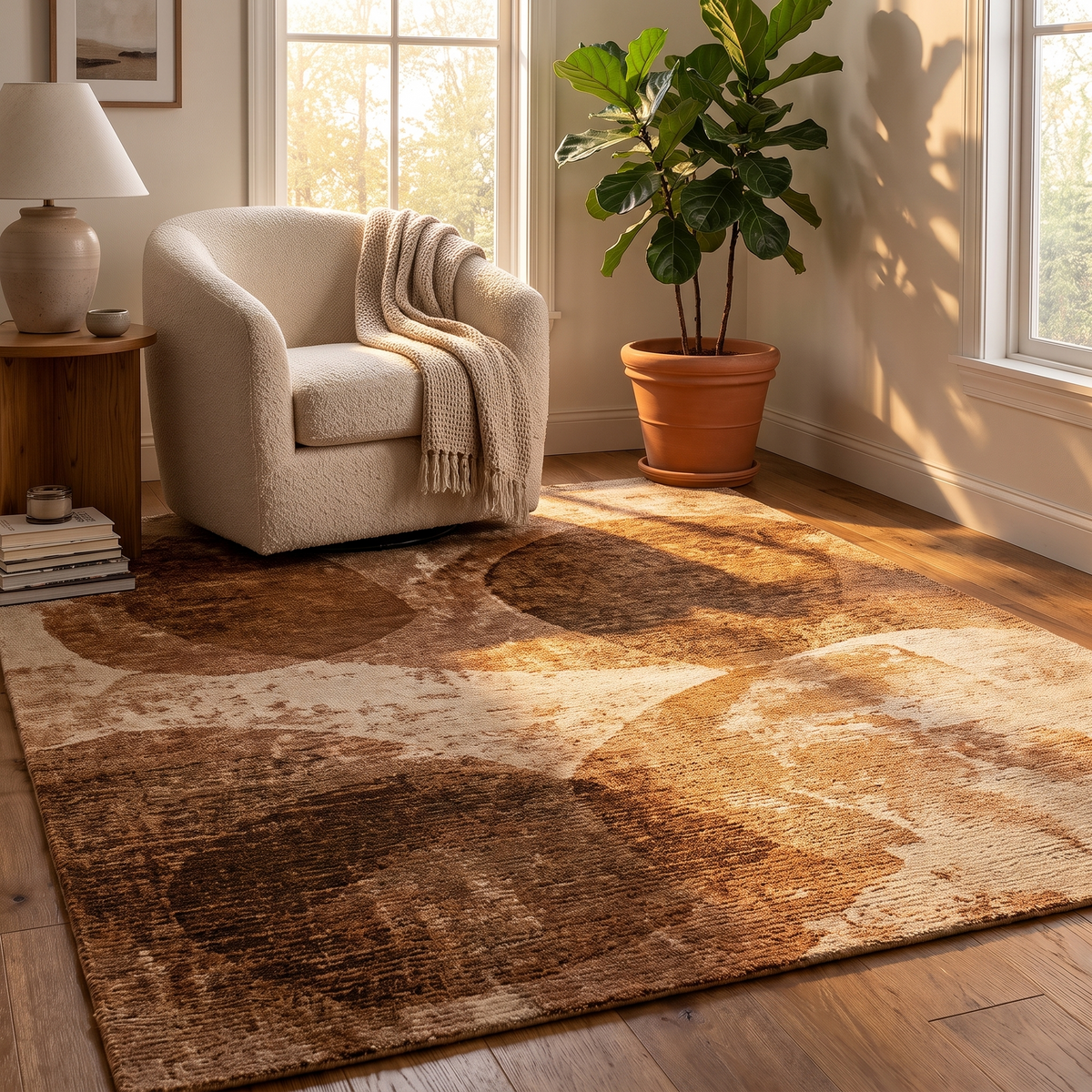Tapis Belledonne Bronze - salon vue large