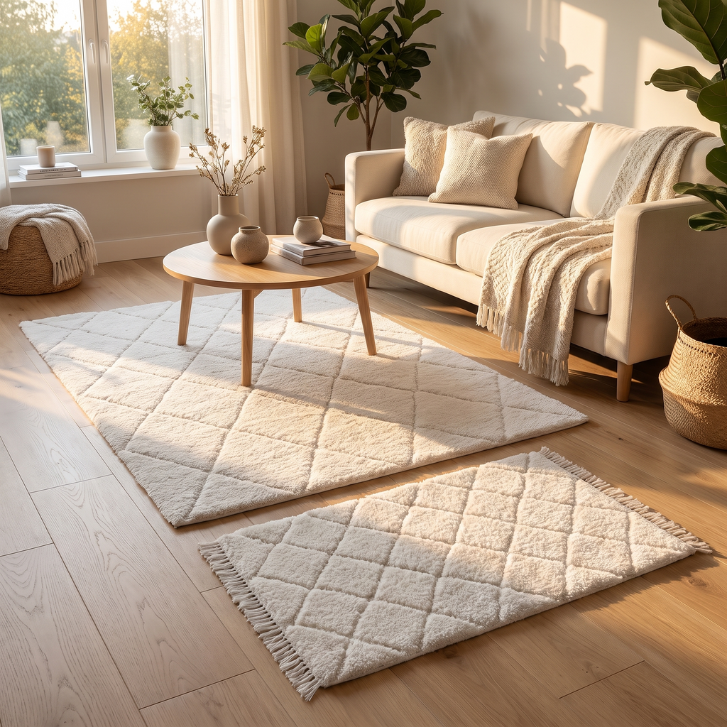 Tapis Conques Neige - salon vue large