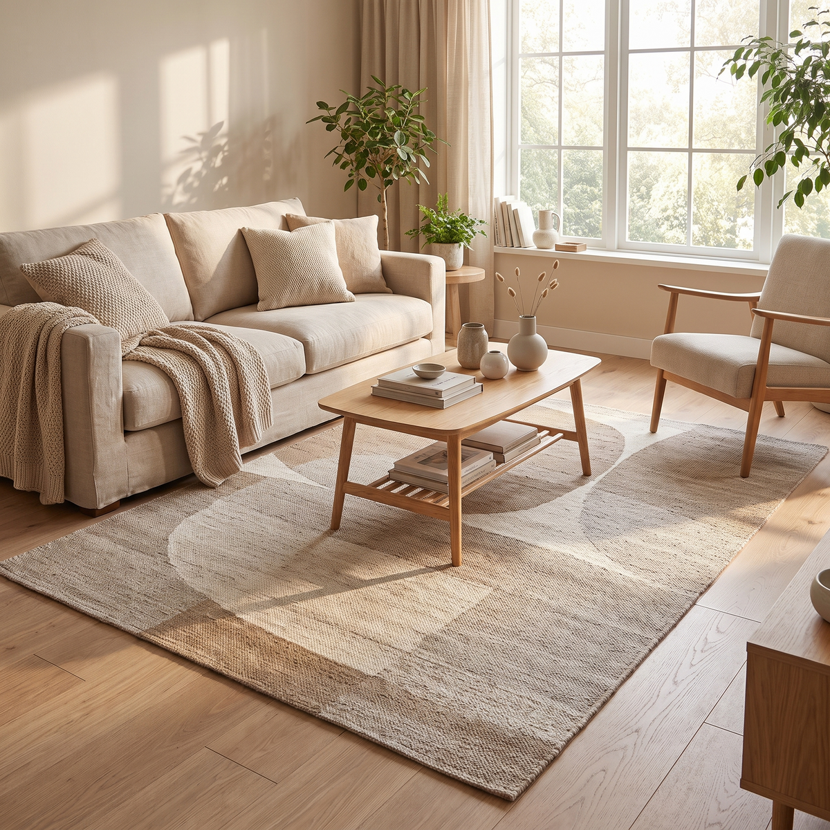 Tapis Domme Naturel dans un salon moderne