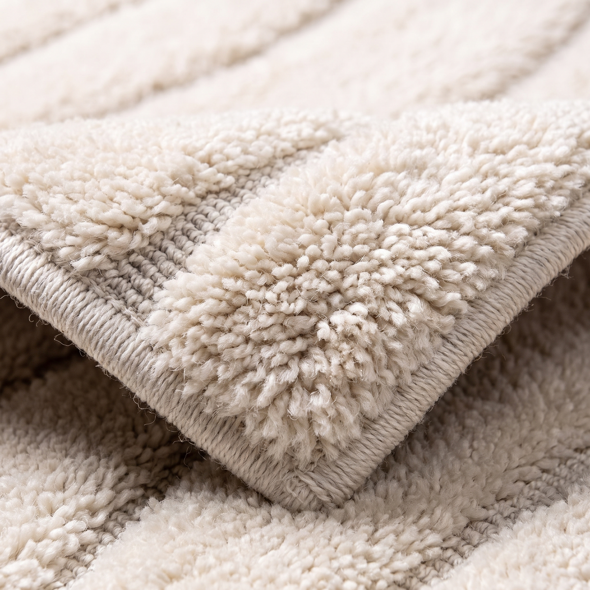 Zoom qualité du tissage du tapis Figeac Neige