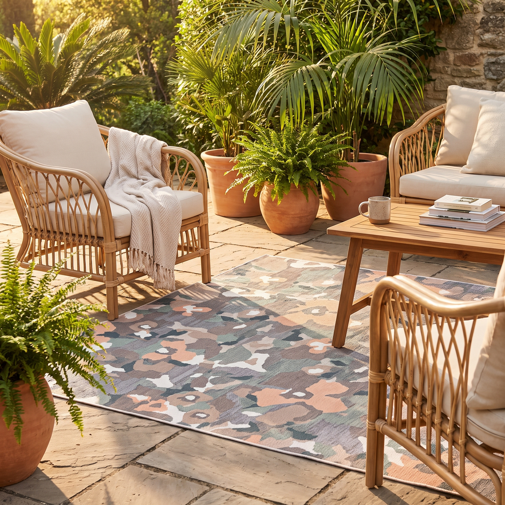 Tapis Biarritz Multico sur une terrasse