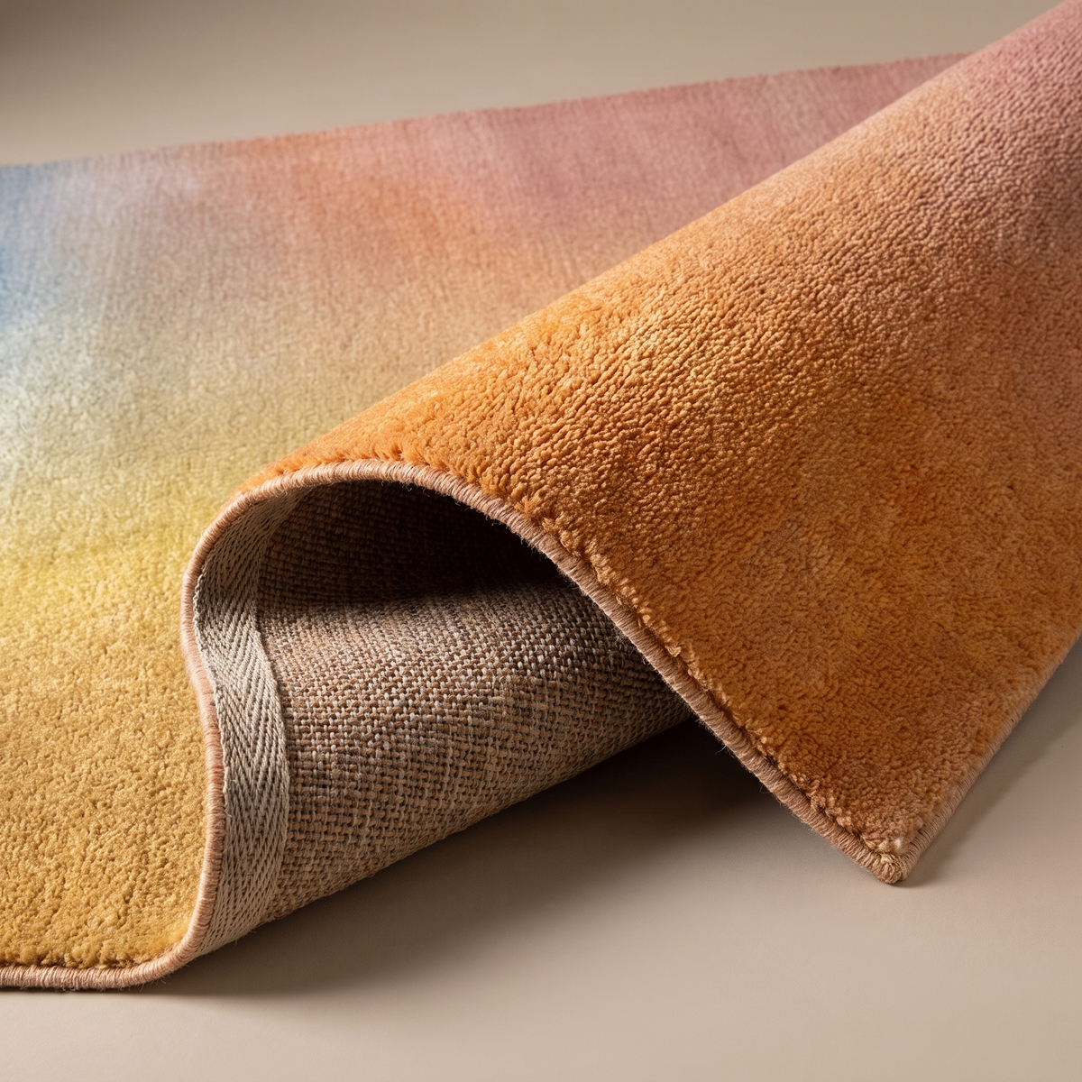 Angle et pli du tapis Honfleur Multicolore - détail du tissage