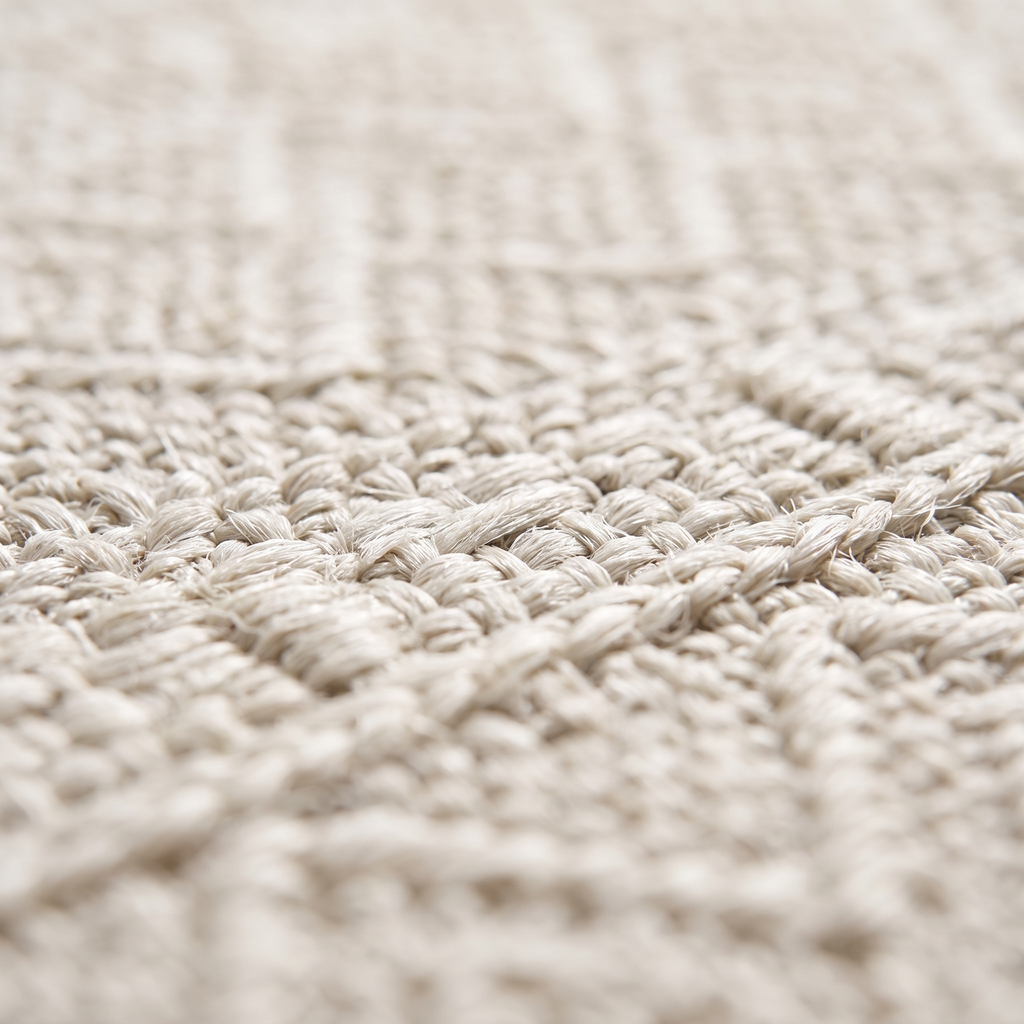Zoom qualité du tissage du tapis Oléron Neige