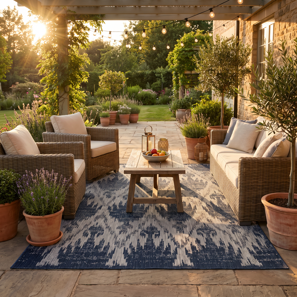 Tapis Guéthary Marine sur une terrasse
