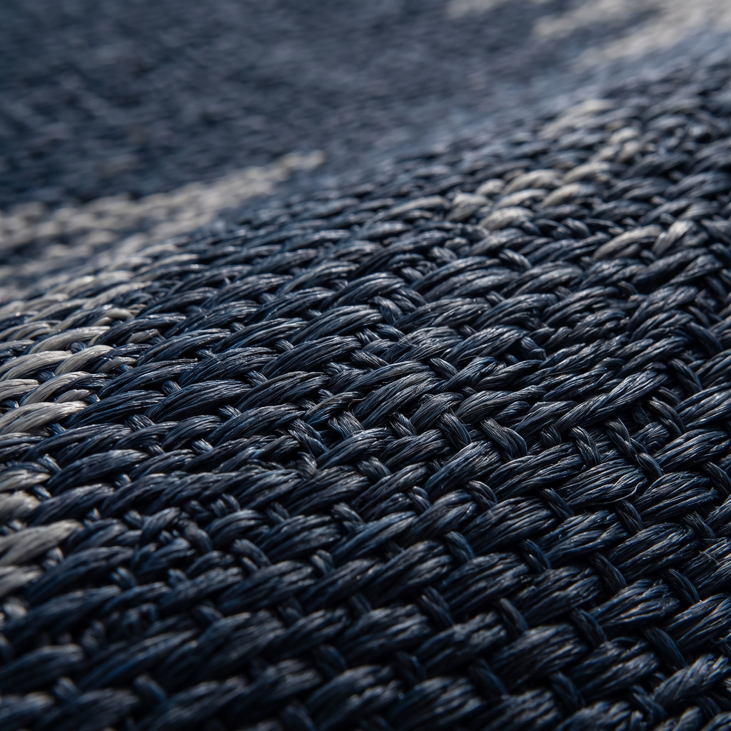 Zoom qualité du tissage du tapis Guéthary Marine