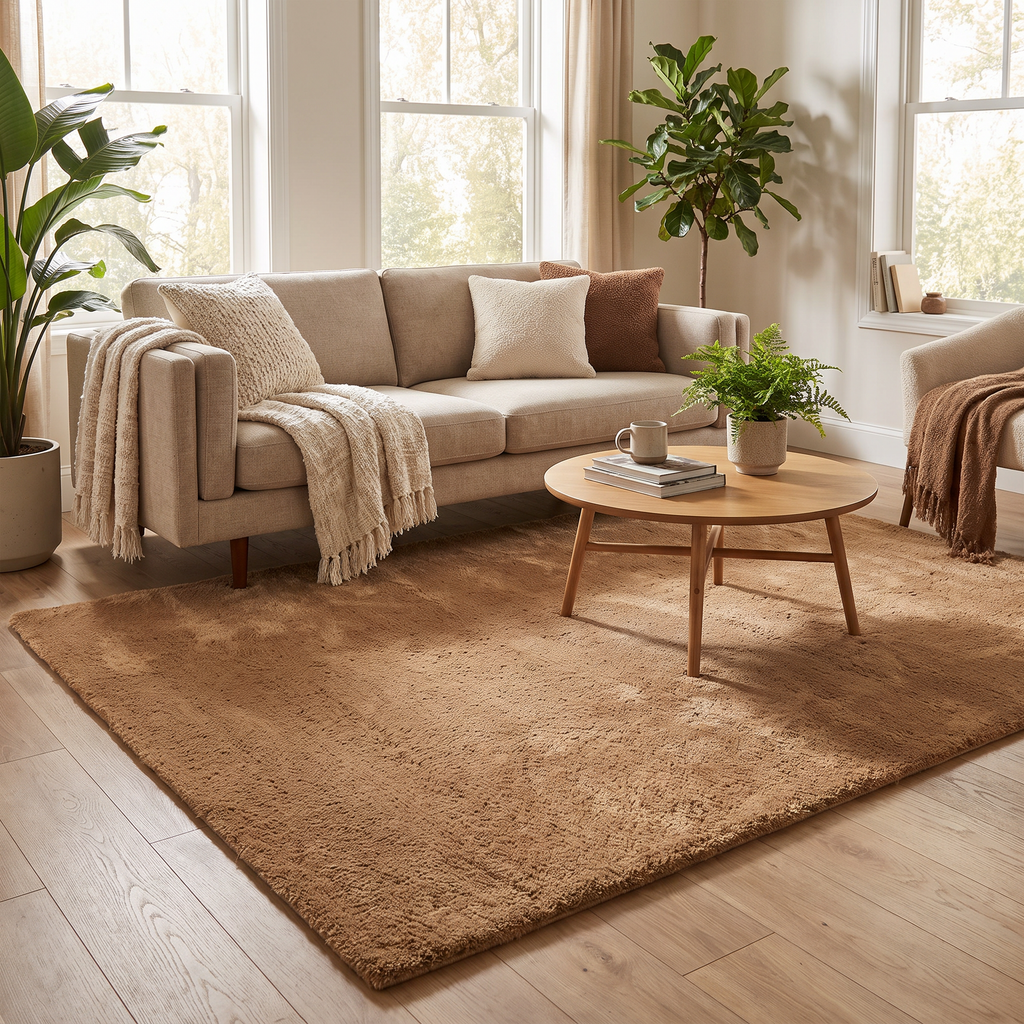 Tapis Deauville Camel dans un salon moderne