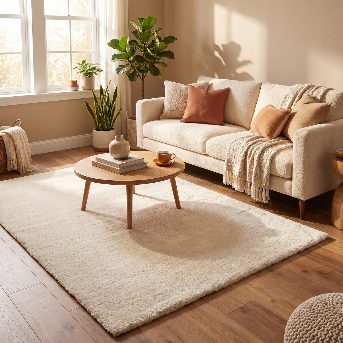 Tapis Deauville Ivoire dans un salon moderne